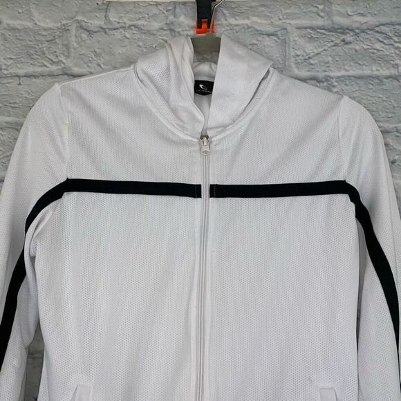 Tek gear girls M full zip hooded track jacket Longsleeve white & black - Picture 4 of 8